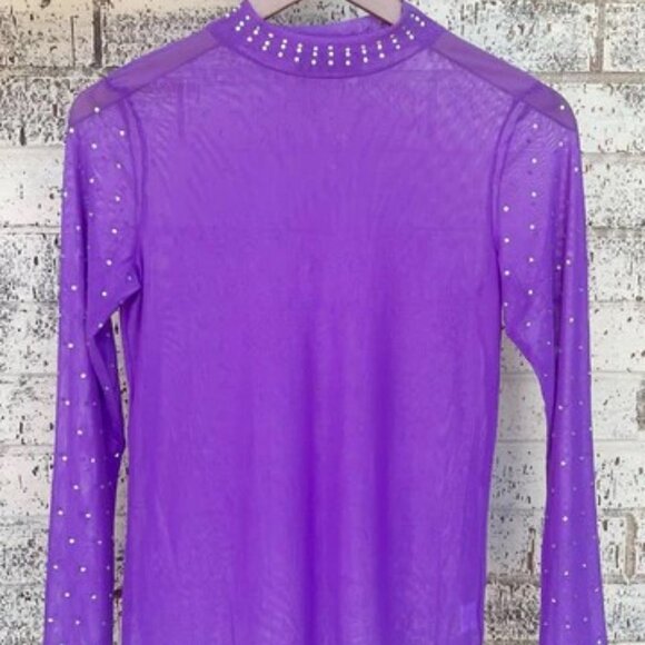 Sterling Kreek Tops - T3-Purple Mesh with Rhinestone NWT- Size Small